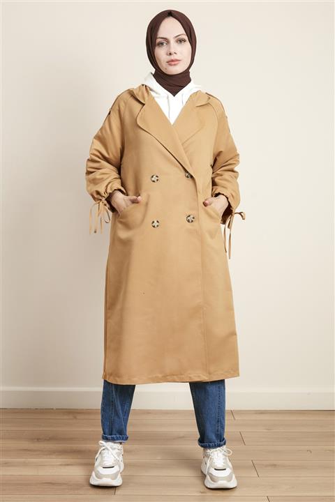 MARKALİSTE Kolu Bağcıklı Trençkot Camel
