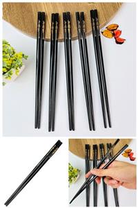 Keyfi Sepet 5'li Siyah Desenli Bambu Chopstick Çin Çubuğu