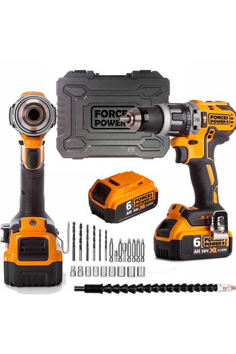 forces power Forces&power 58 W 6 Ah Germany X-line Metal Şanzıman Çift Akülü Darbeli Şarjlı Matkap