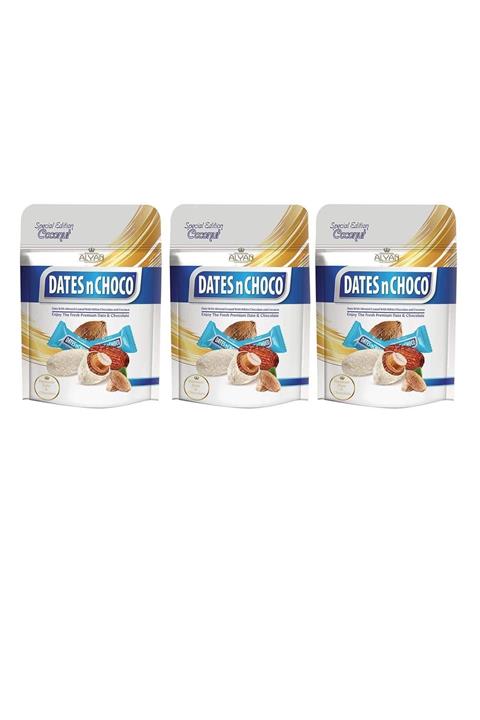 DATESnCHOCO Dates N Choco Hindistan Cevizi Ve Beyaz Çikolata Kaplı Hurma 90gr + 90gr+90gr