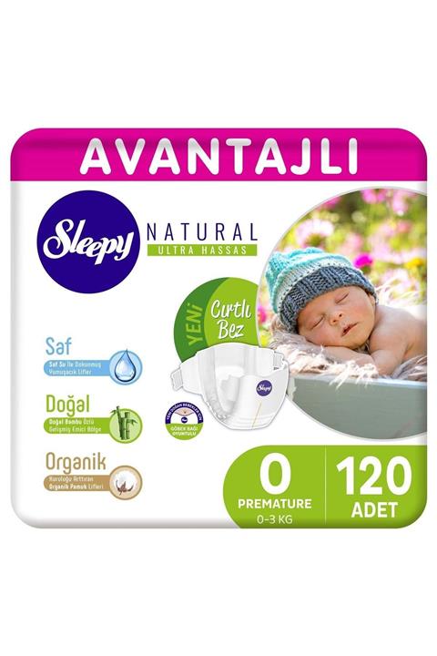 Sleepy Natural Avantajlı Bebek Bezi 0 Numara Prematüre 120 Adet