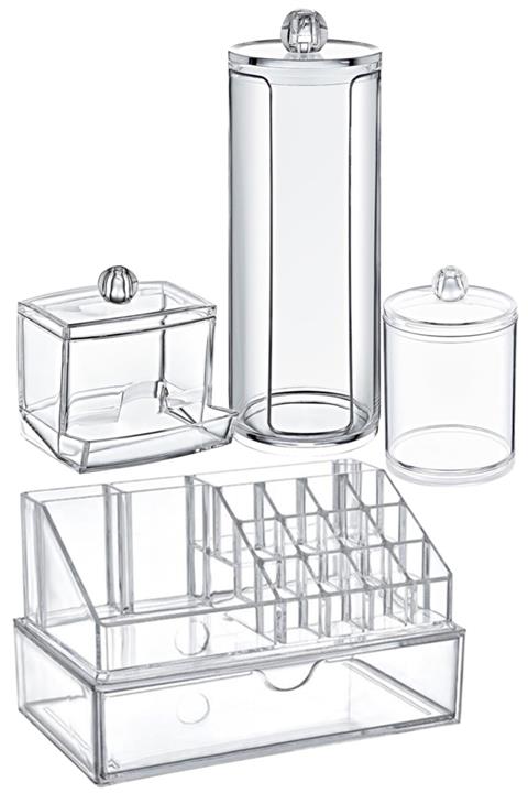 C8HOME Çekmeceli Makyaj Organizeri Pamuk Organizeri Set 4 Parça