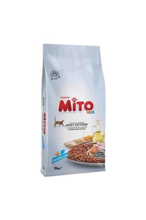 Mito Mix Adult Cat Tavuklu Ve Balıklı Renkli Taneli Yetişkin Kedi Maması - 15 kg