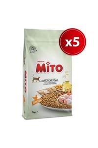 Mito Adult Cat Tavuklu Yetişkin Kedi Maması 1 Kg X 5 Adet Tavuklu