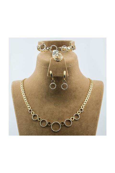 Label Sonsuzluk 14 Ayar Altın Taşlı Takı Seti