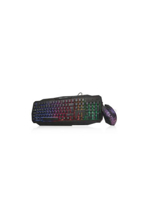 M&CPAZARTEKNOLOJİSİ Dark Elite Force Rgb Aydınlatmalı Türkçe Q Oyuncu Klavye & Mouse Set