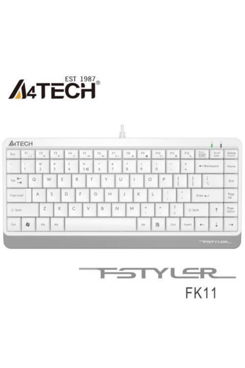 A4 Tech Fk11 Beyaz Mini Türkçe Q Usb M.medya Kablolu Klavye