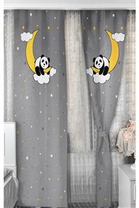 Bebişim Halı Bebişim Sevimli Panda Desenli 70x260 Bh1386 Fon Perde