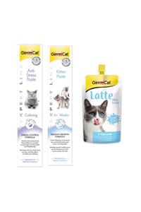 Gimcat Anti-stress Paste 50gr + Kitten Paste Kedi Macunu 50gr + Milk Latte Calcium Sıvı Kedi Sütü 200 Ml