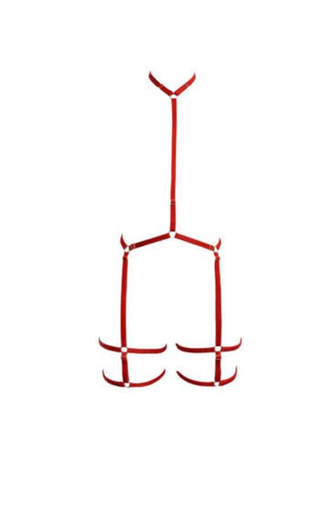 The She Deri İç Giyim Boyun Bel Detaylı Jartiyer Harness - Apft150