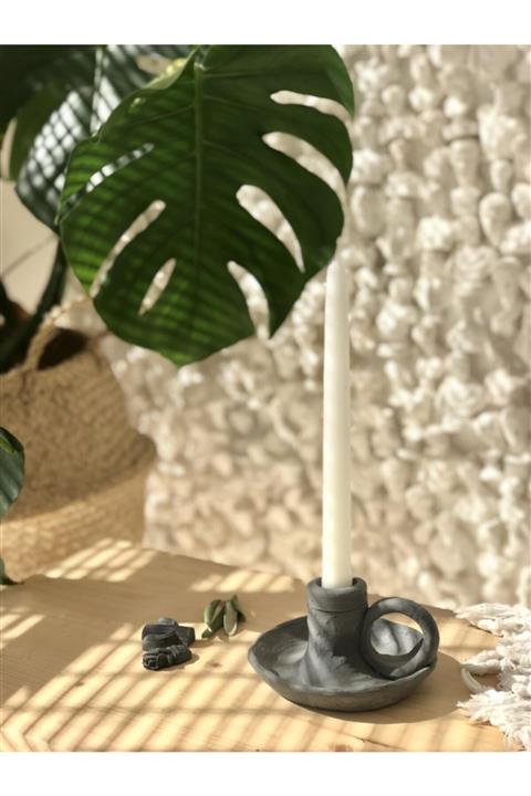 Allegorie.Co El Yapımı Kulplu Şamdan Antrasit