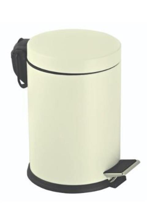 Bastonlu Krem Metal Renkli Çöp Kovası 5 lt
