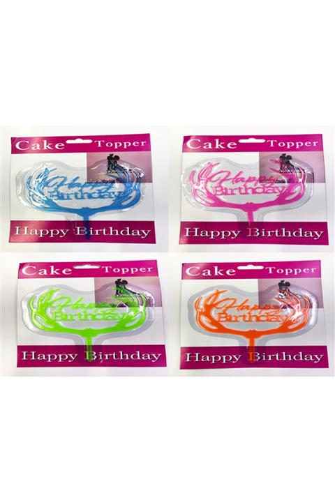 ezolan Happy Birthday Fiyonk Cake Topper 4 Adet