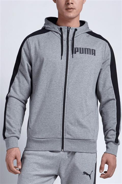 Puma CONTRAST FZ HOODY FT M Gri Erkek Sweatshirt 101119497