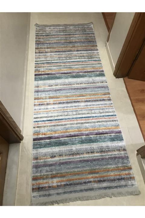 İklim Kilim Modern Rengarenk Kaydırmaz Pamuklu Kilim160x230 06ayeşil