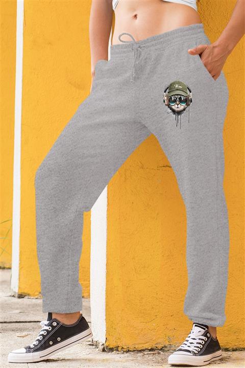 Angemiel Wear Sokak Stilli Kedi Gri Kadın Eşofman Altı