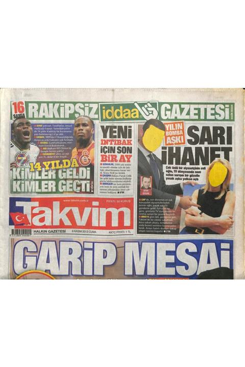 Gökçe Koleksiyon Takvim Gazetesi 8 Kasım 2013 Emekli Oramiral Nusret Güner'den Çarpıcı Açıklamalar