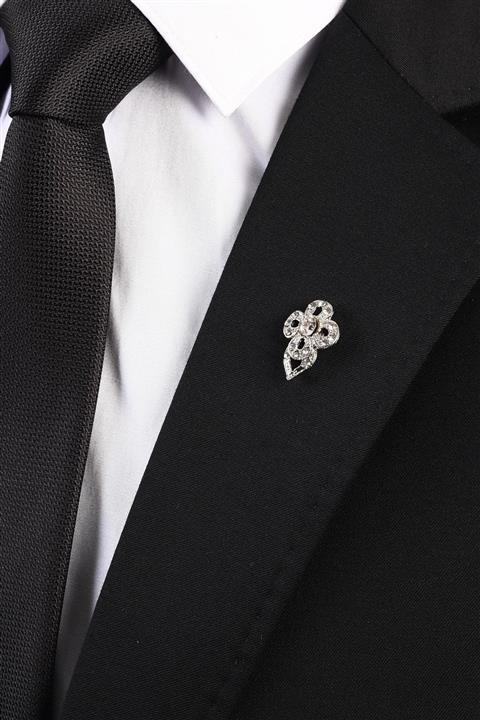 Esgue Taşlı Yaka Broş Şeffaf