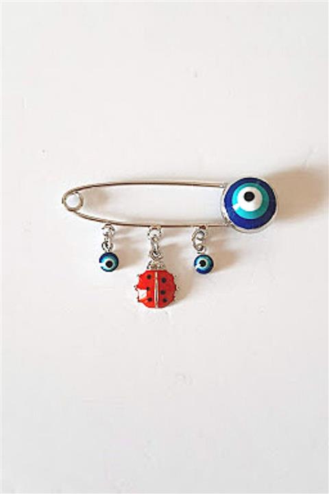 PETEK AKSESUAR Silver Uğur Böceği Nazar Bebek İğnelik