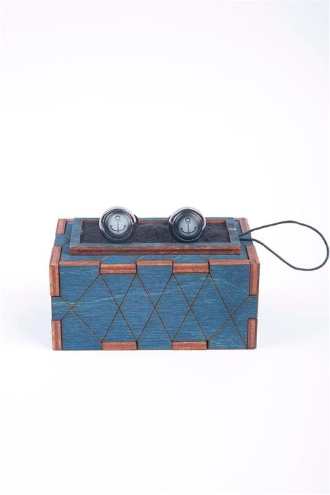 BAYEFENDİ Ahşap Kutulu Gümüş Rengi Çapa İşlemeli Kaptan Kol Düğmesi NKA82