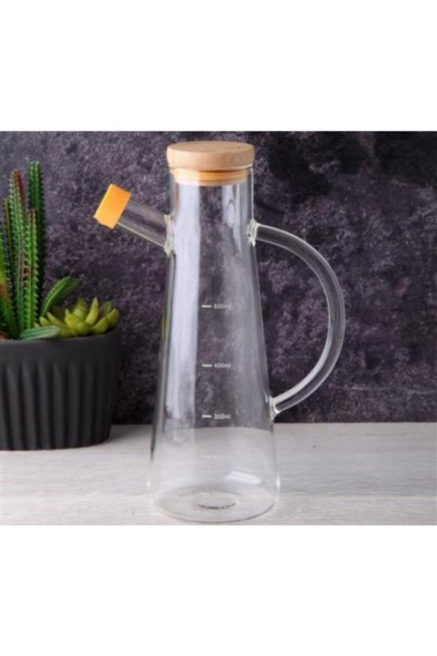 Perotti Cam Yağlık Ölçekli 500 ml Bambu Kapaklı