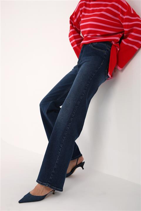 ALLDAY Kadın  Mavi Yüksek Bel Wide Leg Jean Pantolon