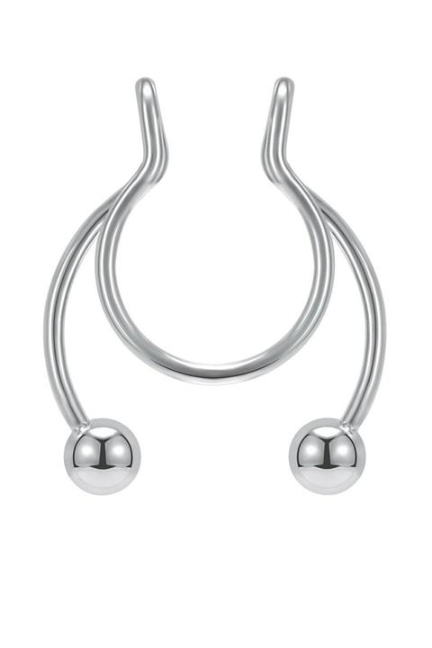 Jaida Moda Unisex Gümüş Cerrahi Çelik Septum Labret Fake Deliksiz Piercing