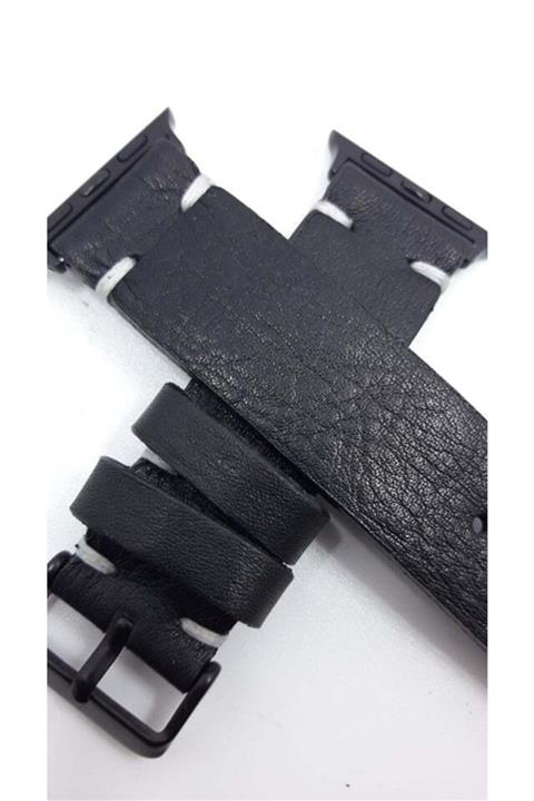 Prizma 38 Mm Apple Watch Siyah El Yapımı Deri Kordon