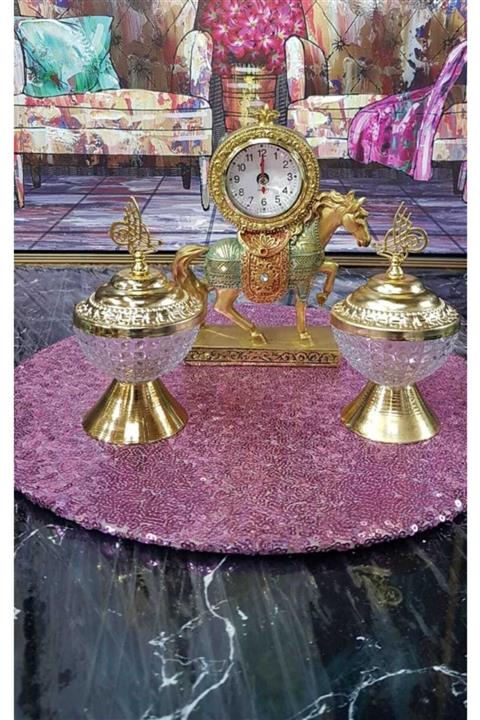 SEVTAP HOME Atlı Saat ve 2 Li Lokumluk Seti