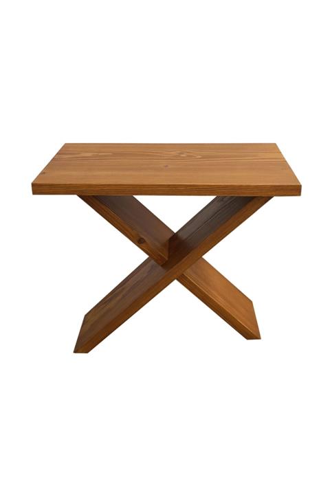 NESTWOOD Tik Rengi Minimalist Tasarım Masif Vidasız Loft Tabure Oturak Bench Yan Sehpa