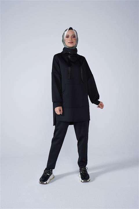 Thesetthur Kadın Siyah Scuba Kumaş Havuç Pantolon