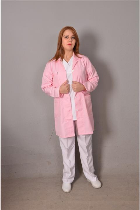 ADEMLİ TEKSTİL PERSONEL GİYİM Kadın Pembe Önlük Klasik Çıtçıtlı