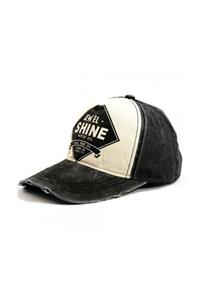 siyasastar Jewel Shine Şapka Cep Snapback Eskitme Model Şapka Cap Siyah