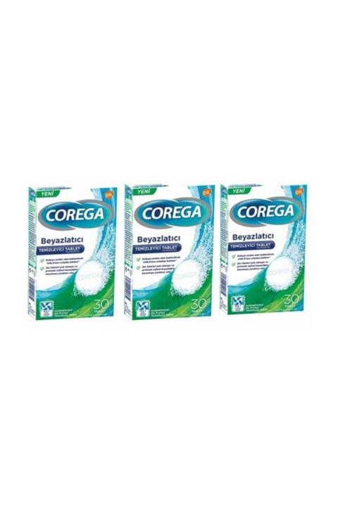 Corega Diş Protezi Beyazlatıcı Temizleyici 30 Tablet X 3 Kutu