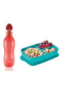 Tupperware Eko Şişe Suluk 750 ml Mercan Ve Bölmeli Beslenme Kutusu 1 Litre 6504649980