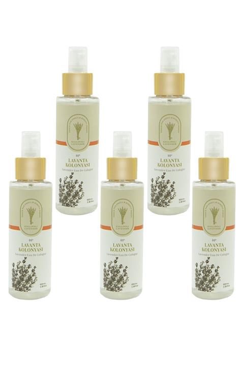 Gallipoli Lavender Lavanta Yağlı Kolonya 80 Derece Sprey Lavanta Kolonyası 100 ml 5 Adet