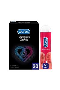 Durex Karşılıklı Zevk Geciktiricili Prezervatif 20'li+play Kayganlaştırıcı Jel Çilek Hazzı 50 ml