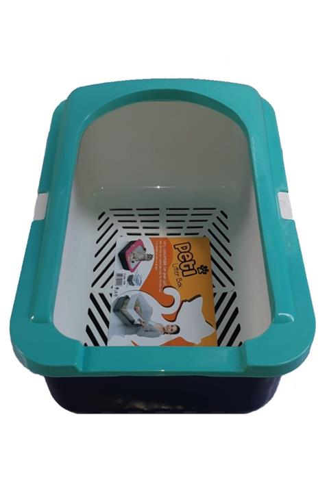 OPTİMAL Açık Elekli Kedi Tuvalet Kabı Mavi