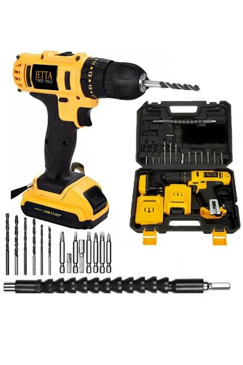Jetta Power Tools 36v 5ah Li Sjs Çift Metal Şanzuman Çift Akülü Şarjlı Matkap 18 Parça Set