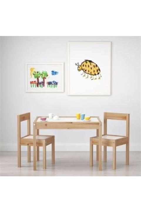 Deneme Zamanı Ikea Latt Çocuk Masa Seti, Beyaz-çam