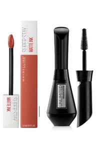 L'Oreal Paris Unlimited Siyah Maskara & Super Stay Matte Ink Unnude Likit Mat Ruj - 70 Amazonian 2 Li Set