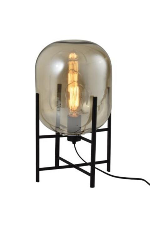 BUARTASARIM Füme Cam Metal Ayaklı Abajur