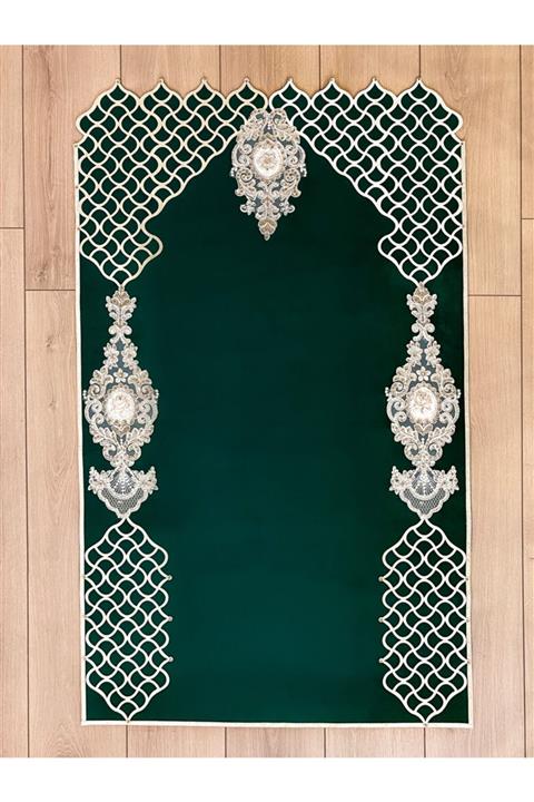 Creativehome Sema Yeşil Seccade Çift Taraflı Kadife