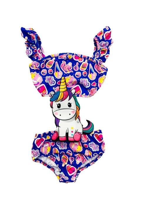 Aras Stores Kız Çocuk Lacivert Desenli Mayo