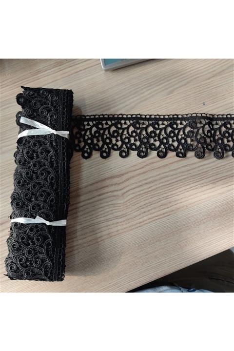 DUAYEN Güpür Dantel Siyah Sarmaşık Desenli 8.5 Mt