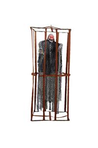 Samur Ürpertici Scary Halloween Sesli Hareketli Sensörlü Siyah Kuru Kafa Dekor 90 Cm