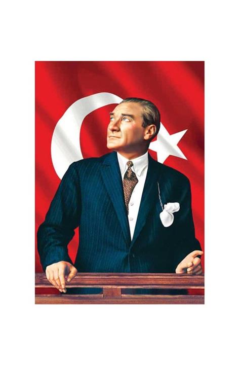 ÇELİKONLİNE Atatürk Resmi Poster Bayrağı Raşel Kumaş (150x225 Cm)
