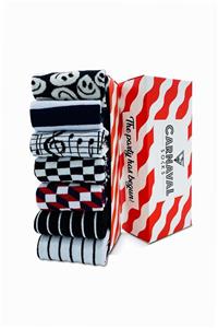 CARNAVAL SOCKS 7'li Siyah Beyaz Old School Çorap Set