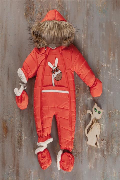 ModaCity Kapüşonlu Çift Fermuarlı Cepli Içi Kürklü Bebek Kozmonot Astronot Tulum