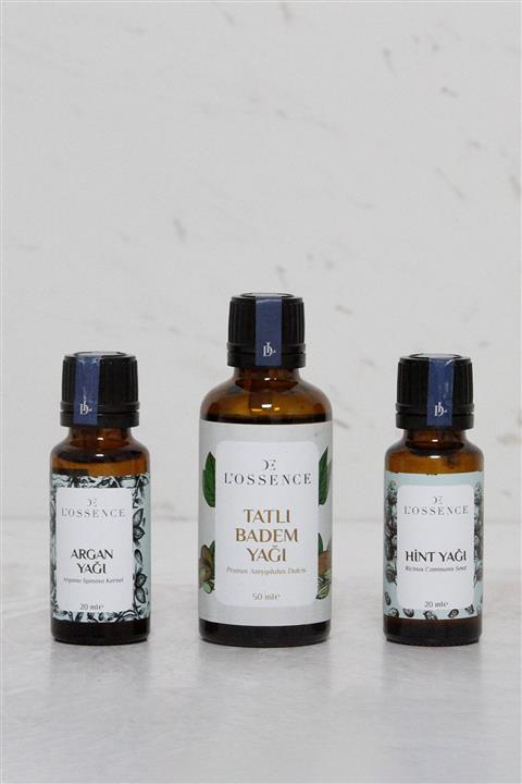 De L'ossence Saç Bakım Seti Argan, Hint, Tatlı Badem Yağları